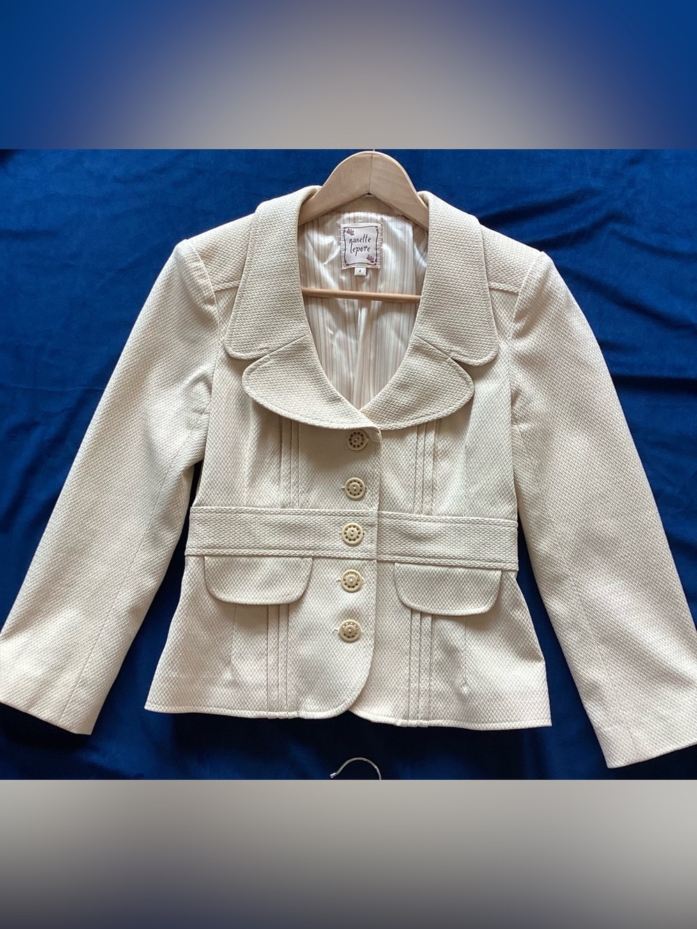 Nanette Lepore Cream Textured 2-Piece Pantsuit Split Size 4 / 2 Like New women’s - Picture 6 of 12